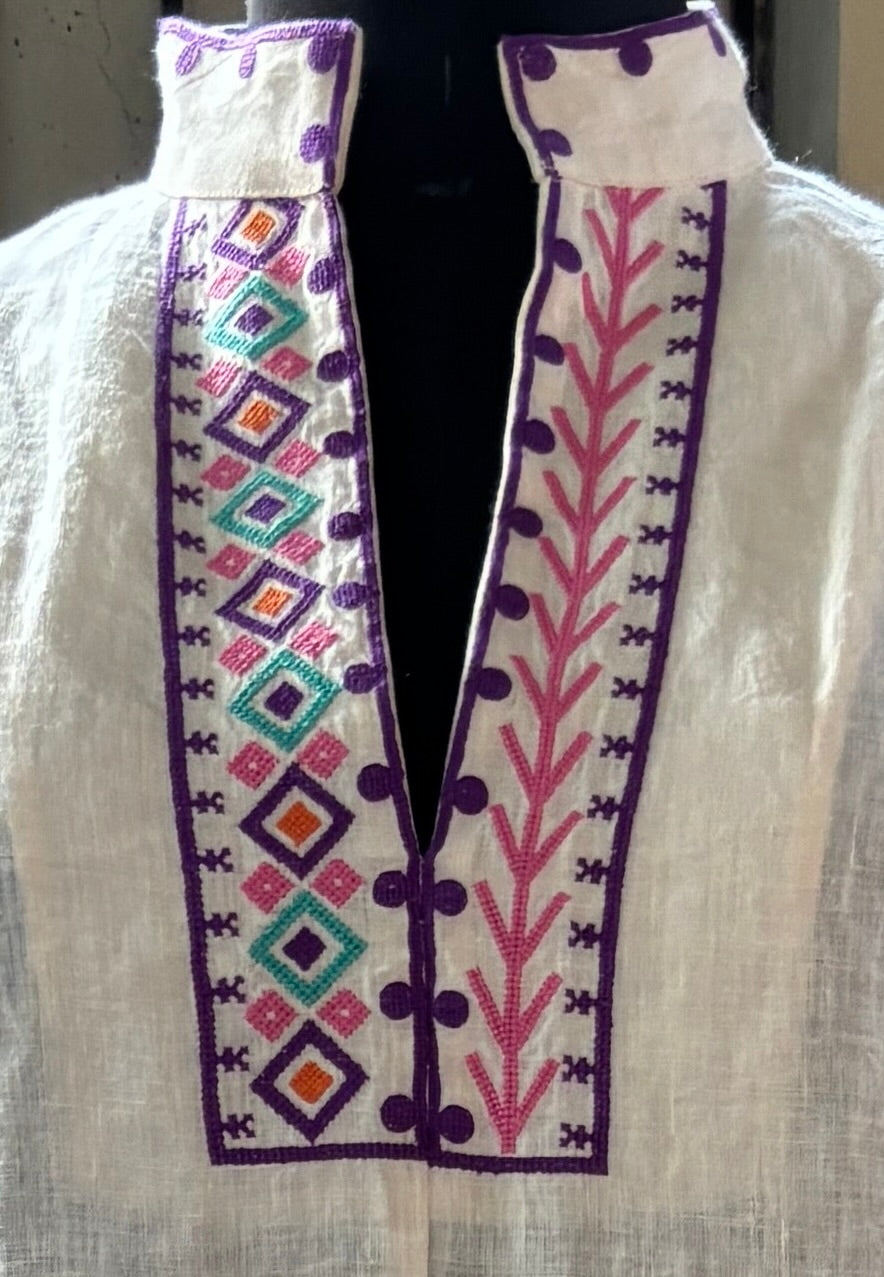 Embroidered Linen Dress
