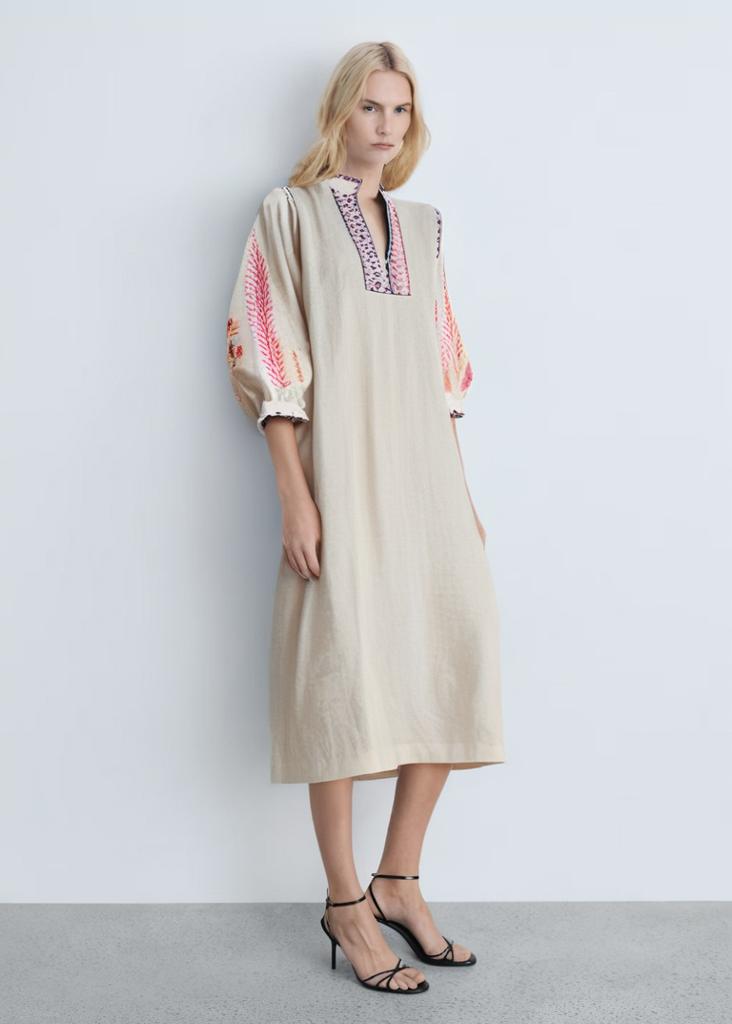 Embroidered Linen Dress