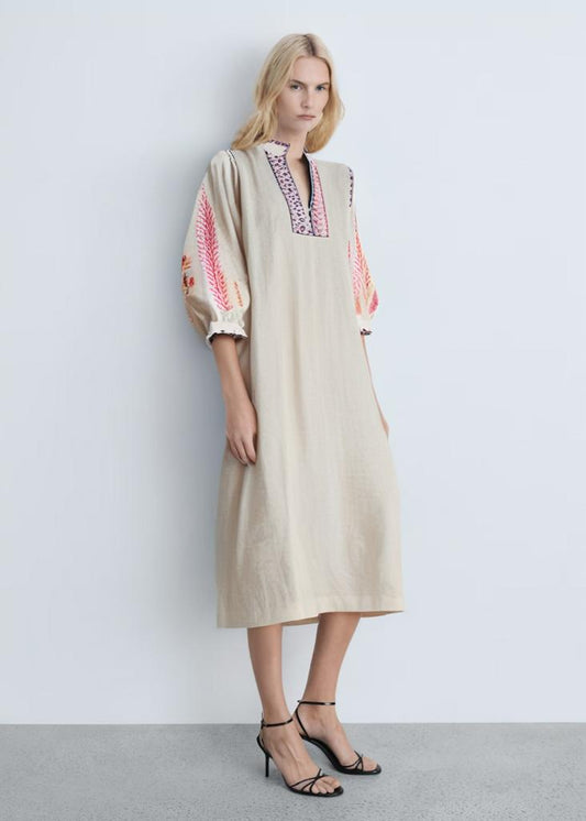 Embroidered Linen Dress